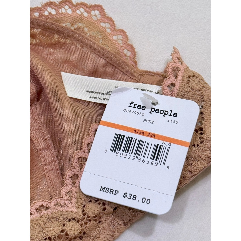 Free People Intimately Slow Dance Underwire Bra 32A NEW Nude Lace Coquette - Picture 4 of 6